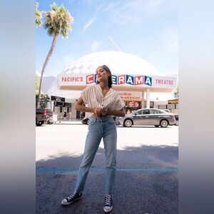 Revice Women's Jeans 27 Frontrunner High Rise Crop Pants Fray Hem Button Fly